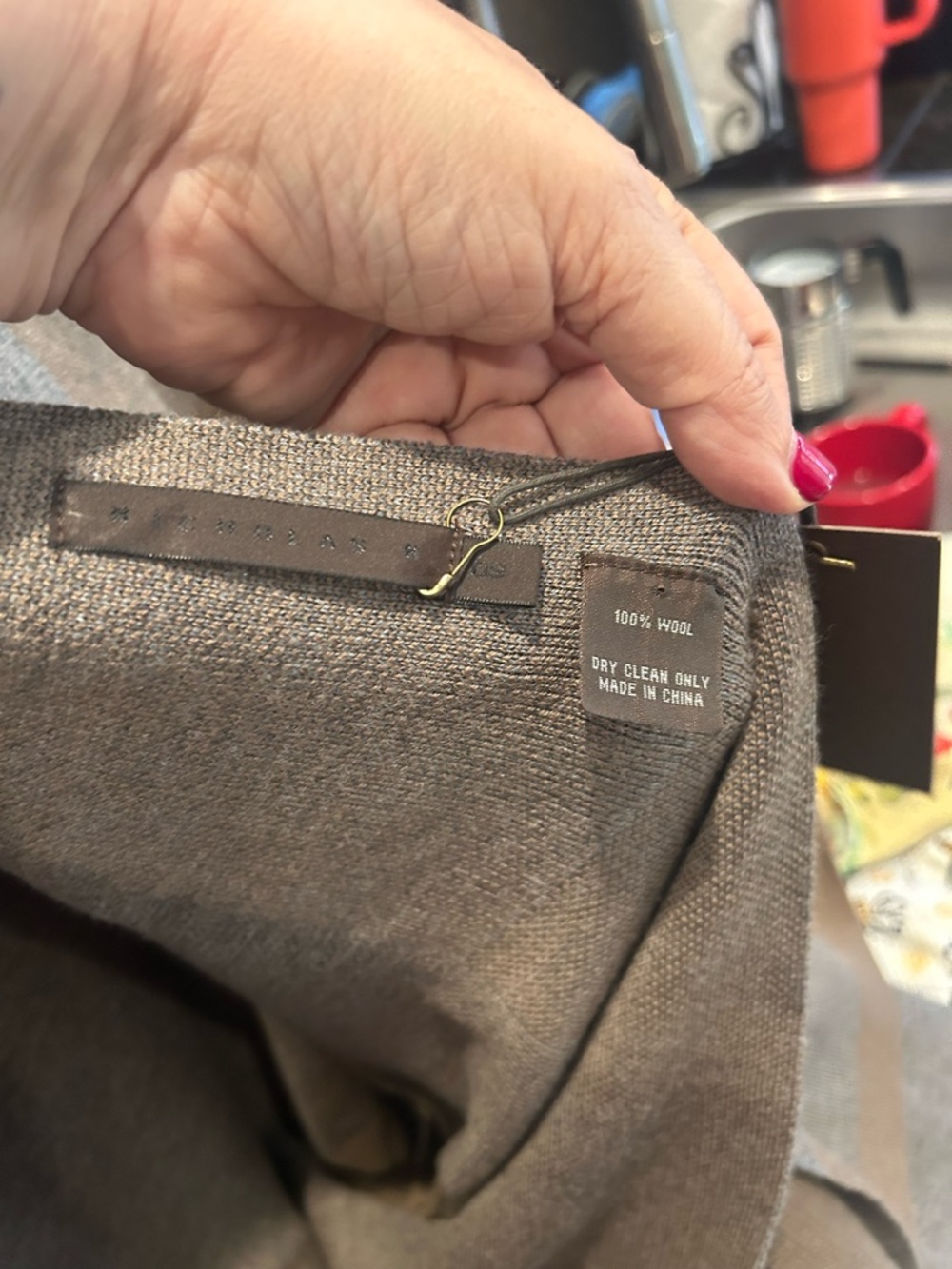 Nicholas K Taupe and Gray Block Plaid Scarf - Picture 2 of 4